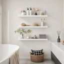 24inch Long Floating Shelves for Wall Decor, 3-Set Shelves with Lip, White