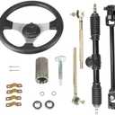 300mm Steering Wheel,Gear Rack Pinion Tie Rod Rack,320mm Adjustable Shaft Assembly compatible with Buggy 110cc Go Kart Golf UTV ATV Accessories