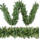 Christmas Garland 9 Ft by 12 Inch Prelit Fraser Fir Xmas Garland with 50 LED Lights 550 Tips, Real Like Lush and Classics Green Style for Indoor Outdoor Home Decoration