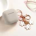 Maxjoy for Apple Airpods 4th Generation Case Cover(2024), Silicone Case with Cherry Blossom Ornament Keychain Compatible with Airpods 4 case for Women,Men-Starlight