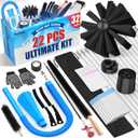 22-Piece 32-Feet Dryer Vent Cleaner Kit, Dryer Vent Cleaning Kit Lint Remover with Dryer Vent Brush, Vacuum Hose Attachment Cleaning Tools, Flexible Lint Trap Brush, Vacuum & Dryer Adapters