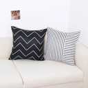 TAJWE Outdoor Waterproof Pillow Covers 16x16 Set of 4 Black and White Modern Geometry Stripe Decorative Cushion Cases for Patio Furniture Couch Porch