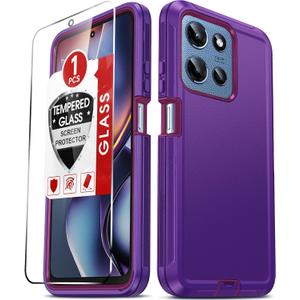 LeYi for Motorola Moto-G-2025 Case: [NOT FIT G Power] Heavy Duty 3 in 1 Rugged Cover, Military Grade Shockproof Cell Phone Android Funda para Phone Case for Moto G 2025, Purple