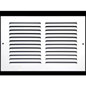 HVAC Premium 12'' x 6'' [Duct Opening] Flat Stamped Steel Return Air Grille - Sidewall and Ceiling - HVAC Vent Duct Cover - White [Outer Dimensions: 13.75''w X 7.75''h]