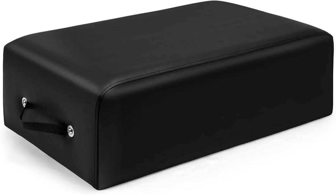 Pilates Sitting Box 26 x 15 x 9.5 Inch Pilates Reformer Box Accessories for Women Stamina Strength Balance Flexibility Home Gym Exercise Workout Equipment Supply for All Reformers, Black
