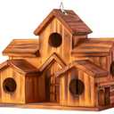 COLEBA Bird Houses for Outside,Outdoor 5 Hole Bird House Room for 5 Bird Families Bluebird Finch Cardinals Hanging Birdhouse for Garden (Brown - Set of 1)