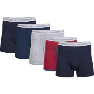 Gildan Men's Underwear Boxer Briefs, Multipack, Navy/ Heather Navy/ Sport Grey/ Dot/ Navy (5-Pack), Large