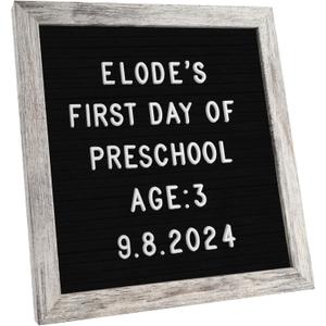 C CRYSTAL LEMON Felt Letter Board 10x10 Inches  336 Letters, Numbers & Symbols  Rustic Black Message Board with Wood Frame, Wall Mount & Display Stand