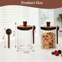 Sugar Bowl with Lid and Spoon,20 oz Sugar Container for Coffee Bar, Glass Coffee Canister, Airtight Food Storage Jar, Brown Sugar Container, Cereal Tea Salts Spice Jar (Flat)