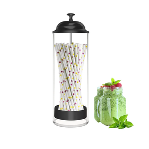 Straw Holder for Standard Size Drinking Straws, Acrylic Plastic Straw Dispenser for Counter with Lid Black(Straws Not Include)
