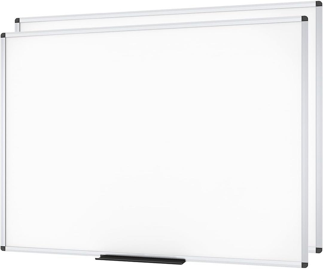 VIZ-PRO Large Magnetic Dry Erase White Board for Wall, 96 X 48 inches, Pack of 2, 8' x 4' Aluminum Framed Whiteboard with Marker Tray for School Office Home