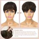 RUWISS Pixie Cut Wig Human Hair Wigs Human Hair Wig with Bangs Natural Short Black Wig Layered Wavy Different Style Short Wigs for Black Women (F2/30#)