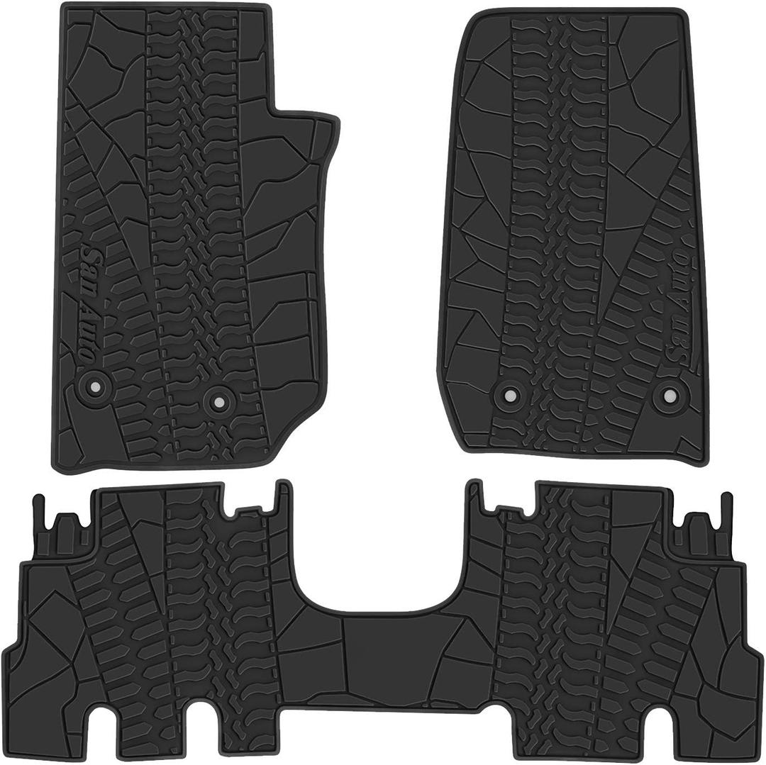 Car Floor Mat for Jeep Wrangler 4 Door Sahara Rubicon JK 2014 2015 2016 2017 2018 Full Set 4 Pieces Custom Fit Full Black Rubber Auto Floor Liner Mat All Weather Heavy Duty Odorless