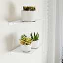 MKO 8" Small Floating Shelves for Wall, Metal Wall Mounted Shelf for Bathroom, Bedroom, Living Room, Kitchen, Little Hanging Shelves for Books/Storage/Room Decor 2 Packs, White