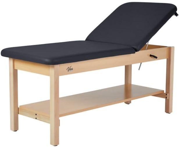 Aristo H-Brace Tilted Treatment Table with Shelf and Cabinet, 500 lbs Weight Capacity, Black