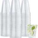 Turbo Bee 100 Pack 12 OZ Clear Plastic Cups, Disposable Crystal Plastic Party Cups for Iced Coffee, Smoothie, Slurpee, or Any Cold Drinks