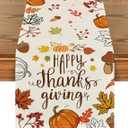 Artoid Mode Happy Thanks Giving Pumpkin Maple Leaves Thanksgiving Table Runner, Autumn Fall Kitchen Dining Table Decoration for Home Party Decor 13x72 Inch