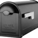 Architectural Mailboxes 8830B-10 Winston Nickel Flag Post Mount Mailbox, Medium, Black