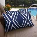Adabana Outdoor Lumbar Waterproof Pillow Covers Set of 2 Boho Geometric Throw Pillows Cover for Patio Garden 12 x 20 Inch Navy Blue