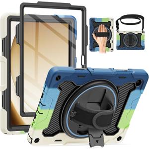Case for Galaxy Tab A9 Plus 5G/ A9+ (11 Inch) with HD Screen Protector, Shoulder Strap, 360 Stand, Hand Strap |15ft Drop Protection| Case for Samsung Tablet A9 Plus SM-X210/X216/X218 for Kids (Blue/Black)