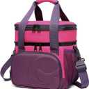 SUNNY BIRD Dual Compartment Lunch Bag, 13L Insulated Adult Lunch Box for Work (Purple)