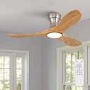 42 Inch Wood Flush Mount Ceiling Fans with Lights and Remote, Dimmable 3 Blade Wood Bedroom Ceiling Fan Outdoor Ceiling Fans for Patios Low Profile Ceiling Fan with Light for Bedroom Indoor