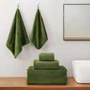 SmoothNovelty Set of 6 Extra Large Bath Towel 40 x 80 Inches Oversized Bath Sheet with 2 Shower Towels 2 Hand Towels 2 Washcloths for Adults Bathroom Spa Gym Quick Dry(Chevron Design,Olive Green)
