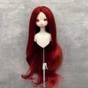 Silk Soft Hair Doll Wig, Easy Styling, Scalp Design, Long Curly, Bright Color and Optimal Curls, 1/6 Doll Wig with Bangs for 15.5 to 17.5cm Dolls, Comfortable Experience (Red)
