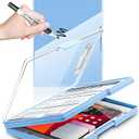 Clearview Clipboard with 2 Storage, Dry Erase 8.5x11 Heavy Duty ClipBoards - High Capacity Coaches Clip Board with Pen Holder - Side Opening Plastic Nursing Clip Case - Aqua Blue