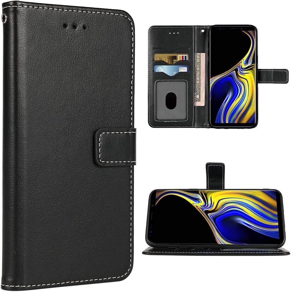 Compatible with Samsung Galaxy Note 9 Wallet Case Wrist Strap Lanyard Leather Flip Cover Card Holder Cell Phone Cases for Galaxies Gaxaly Glaxay Note9 Not S9 Women Black