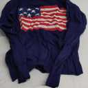 Womens American Flag Sweater, Long Sleeve Crewneck Colorblock Striped Pullover with Drop Shoulder - Casual Knitted Sweaters (Medium, 200 Navy)