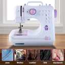 Sewing Machine for Beginners & Kids, Mini Portable Sewing Machines with 12 Built-in Stitch Patterns, 2-Speed Foot Pedal, Perfect for Teaching Daughter Granddaughter to Sew(Purple White)