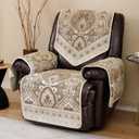 LUFEIJIASHI Recliner Chair Covers Non Slip Waterproof Large Recliner Covers for Leather Recliner,Electric Reclining Chair Covers for Living Room Dog Sofa Recliner Cover (FLKF-Beige)