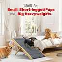 Pathosio Pets Adjustable Dog Ramp - 45" L x 18.5" W Bed Ramps for Small Dogs with 6 Incline Levels & Non-Slip Traction Carpet - Also Ideal for Medium & Large Breeds (Natural)