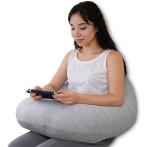 QUEEN ROSE Reading Pillow for Gaming, Lap Desk Pillow for Sitting in Bed or Sofa, Compact Arm Support Pillow for Reading, Playing or Crocheting, Cooling Grey