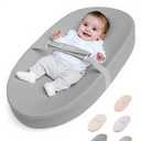 COMOMY Baby Changing Pad with Wipeable & Waterproof PU Cover, Contoured Diaper Changing Pad for Dresser with Non-Slip Safety Belt, Portable and Lightweight, Large Cushioned Foam, Gray