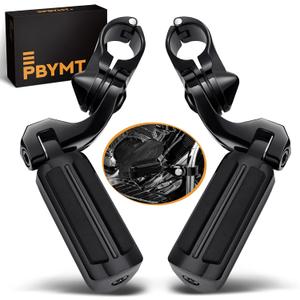 PBYMT Highway Pegs Short Angled 304 Stainless Steel, Highway Footpegs Footrest Fit For 1''&1.25''(25/32mm) Crash Bars Compatible with Harley Davidson Touring Black