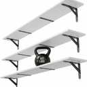 WOPITUES Floating Shelves for Wall 48W x 8D, Long Wall Mounted Shelves Set of 3, Wood Book Shelves Decor, Farmhouse Display Shelf for Bedroom, Living Room, Laundry Room, Kitchen, Bathroom, White