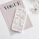 NITITOP Compatible with iPhone 7 Plus / 8 Plus Case Clear Cute Rose Flower Floral Leaves Pattern for Women Girls Color Frame Slim Durable Shockproof Protective Phone Cover - White