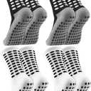 Jspupifip 4/6 Pairs Kids Youth Grip Soccer Socks Non Slip Grippy Football Baseball Soccer Socks for Teens Youth Boys Girls