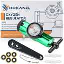 Oxygen Regulator 0-15LPM - Oxygen Tank Regulator with Gauge, CGA-870 Fitting - Includes Wrench Key, 5 Brass Yoke Washer Seals, and 2 Tubing Swivel Connectors - O2 Flow Meter - Green