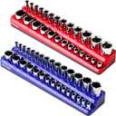 3/8 Inch Magnetic Socket Organizer,2-Pack Metric &SAE Sockets Holder Set 3/8" Drive Socket Trays, Holds 56 Pcs Standard and Deep Size Sockets(Socket not Included)