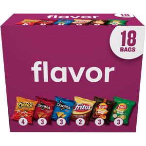 Frito-Lay Snacks Variety Pack, Flavor Mix, Single Serve Snack Bags, (18 Pack), Fritos, Cheetos, Lay's, Doritos, Chips (EXP 11/17/26)