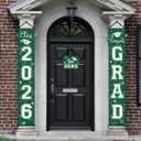 Moukeren 3 Pieces 2026 Graduation Party Decorations Graduation Porch Sign Class of 2026 Grad Hanging Porch Banner Backdrop Door Sign for Grad Party Home Door Wall Decor(Green)