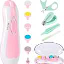 Baby Nail Trimmer Electric12 in 1 Baby Nail Clippers Safe Baby Nail File Kit with a Nail Clipper, Scissor, Tweezers, and Nail Files, Pink+four Accessories