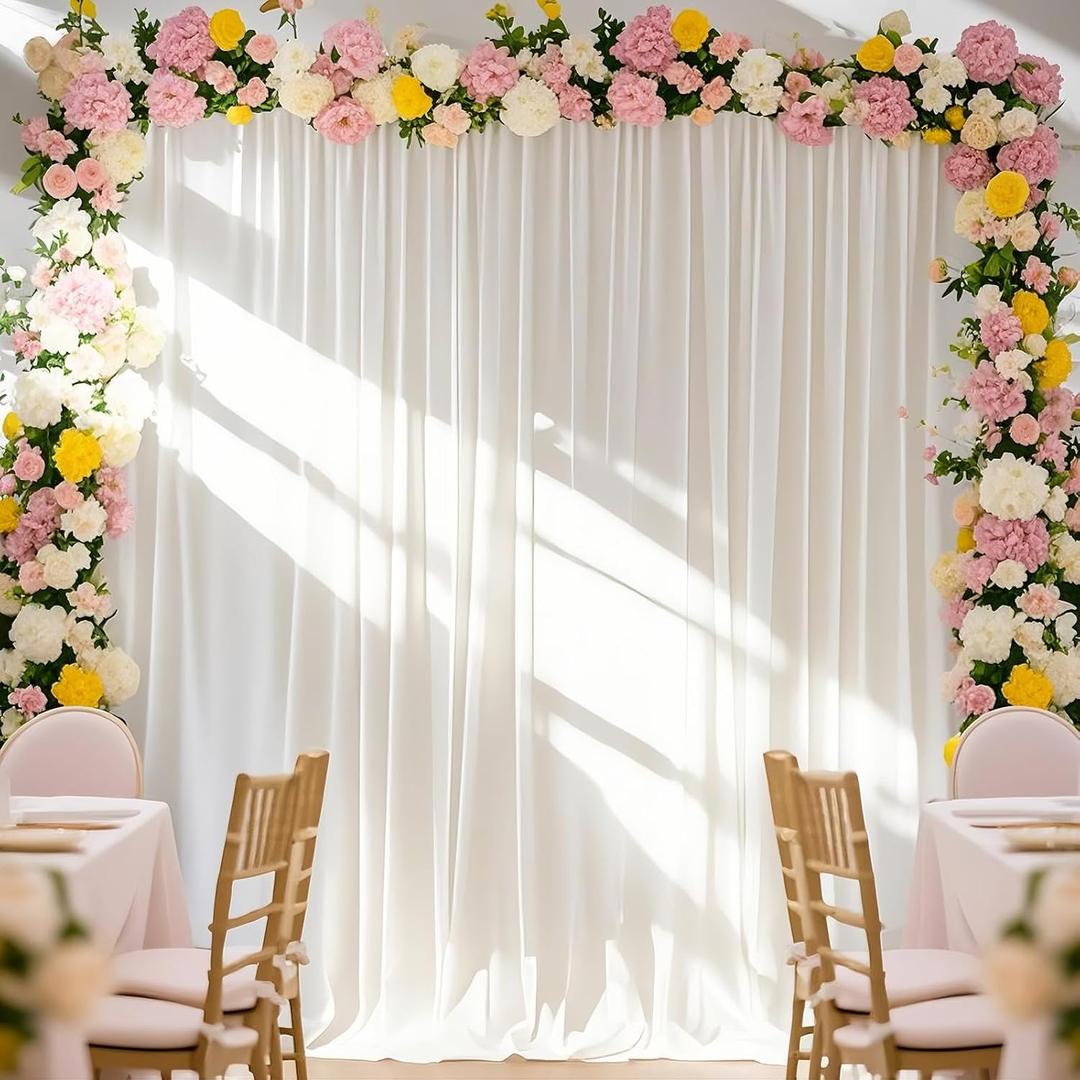 Ivory Chiffon Backdrop Wedding Decoration Party Stage Decorative Backdrop Background Curtain 10ftx8ft