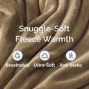 Ultra Soft Fleece Blanket Queen Size - Flannel Fleece Luxury Queen Blanket - Lightweight for Couch Bed Chair - Thick, Warm and Breathable - All Season Cozy Fuzzy, Anti-Static Microplush Bedding, Camel