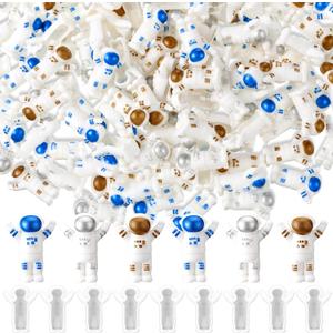 Beeveer 120 Pcs Mini Astronaut Figurines Bulk Miniature Spaceman Figurines Tiny Outer Space Theme Cake Decorations Astronaut Space Cute Resin Sculpture Decor for Easter Gift Table 0.28 x 0.47 inch (Plastic)