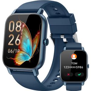 Smart Watches for Women(Answer/Make Call),1.85 inch HD Fitness Tracker Watch with Activity Counter/Sleep Monitor/ 110+ Sports Modes, IP68 Waterproof Smart Watch for Andriod iPhone iOS Compatible,Blue