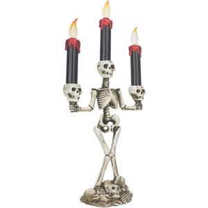 Evelyne GMT-10319 Triple LED Halloween Candles Flameless and Skeleton Candle Holder Stand for Skull Halloween Decoration and Haunted House Decor Evelyne GMT-10319 Triple LED Halloween Candles Flameless and Skeleton Candle Holder Stand for Skull Halloween Decoration and Haunted House Decor